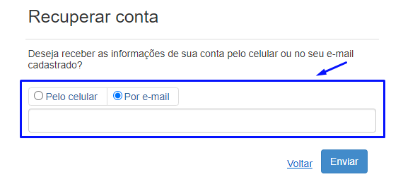 Como recuperar senha ou usuário?